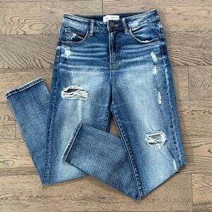 BKE Distressed High Rise Mom Jeans